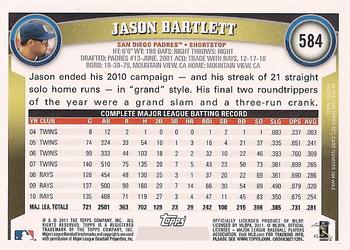 2011 Topps #584 Jason Bartlett Back