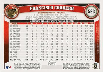 2011 Topps #593 Francisco Cordero Back
