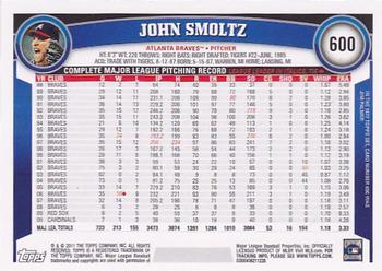 2011 Topps #600 John Smoltz Back
