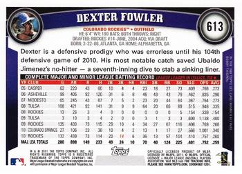 2011 Topps #613 Dexter Fowler Back