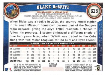 2011 Topps #628 Blake DeWitt Back