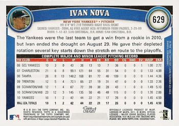 2011 Topps #629 Ivan Nova Back