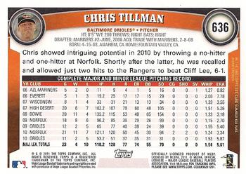 2011 Topps #636 Chris Tillman Back