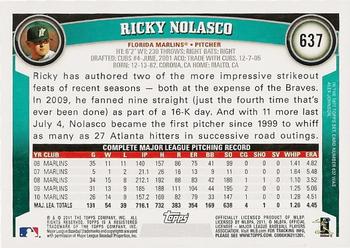 2011 Topps #637 Ricky Nolasco Back