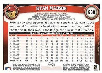 2011 Topps #638 Ryan Madson Back