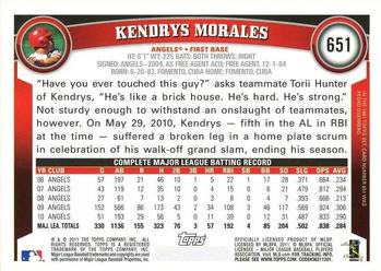 2011 Topps #651 Kendrys Morales Back