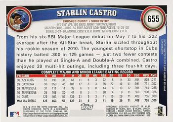 2011 Topps #655 Starlin Castro Back