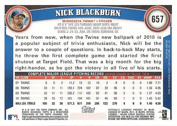 2011 Topps #657 Nick Blackburn Back