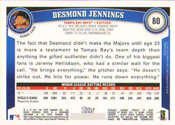 2011 Topps #80 Desmond Jennings Back