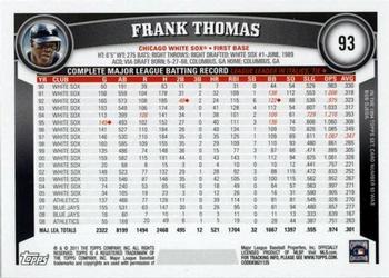 2011 Topps #93 Frank Thomas Back