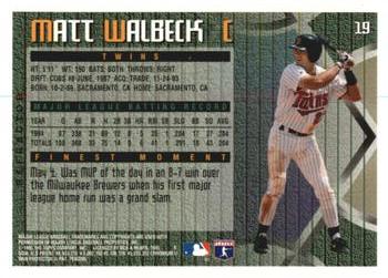 1995 Finest - Refractors #19 Matt Walbeck Back