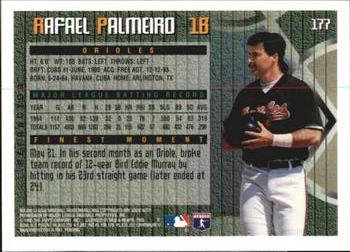 1995 Finest - Refractors #177 Rafael Palmeiro Back