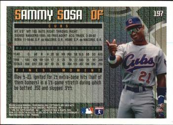 1995 Finest - Refractors #197 Sammy Sosa Back