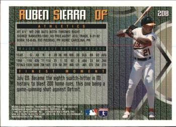 1995 Finest - Refractors #208 Ruben Sierra Back