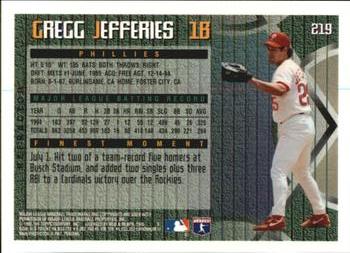1995 Finest - Refractors #219 Gregg Jefferies Back