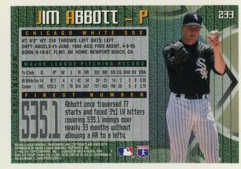 1995 Finest - Refractors #233 Jim Abbott Back
