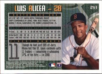1995 Finest - Refractors #243 Luis Alicea Back