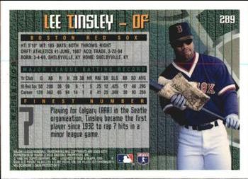 1995 Finest - Refractors #289 Lee Tinsley Back