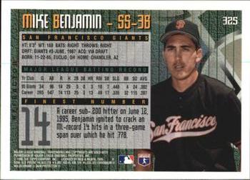 1995 Finest - Refractors #325 Mike Benjamin Back