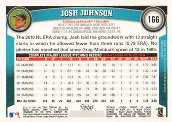 2011 Topps - Diamond Anniversary #166 Josh Johnson Back