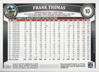 2011 Topps - Diamond Anniversary #93 Frank Thomas Back