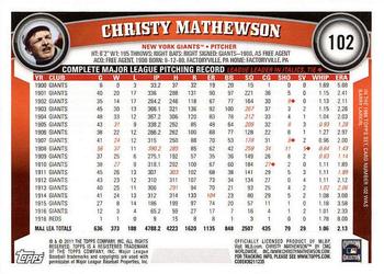2011 Topps - Diamond Anniversary #102 Christy Mathewson Back