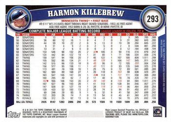 2011 Topps - Diamond Anniversary #293 Harmon Killebrew Back