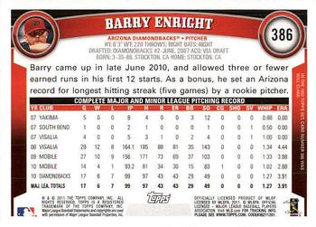 2011 Topps - Diamond Anniversary #386 Barry Enright Back