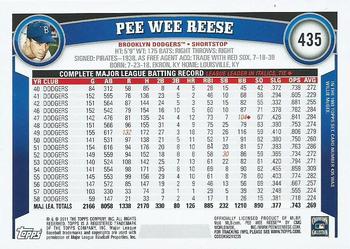 2011 Topps - Diamond Anniversary #435 Pee Wee Reese Back
