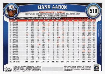 2011 Topps - Diamond Anniversary #510 Hank Aaron Back