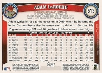 2011 Topps - Diamond Anniversary #513 Adam LaRoche Back