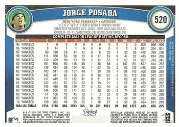 2011 Topps - Diamond Anniversary #520 Jorge Posada Back