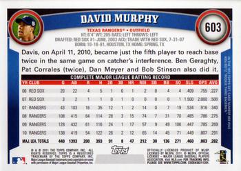 2011 Topps - Diamond Anniversary #603 David Murphy Back