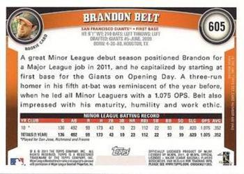 2011 Topps - Diamond Anniversary #605 Brandon Belt Back