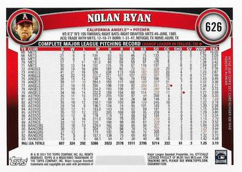 2011 Topps - Diamond Anniversary #626 Nolan Ryan Back