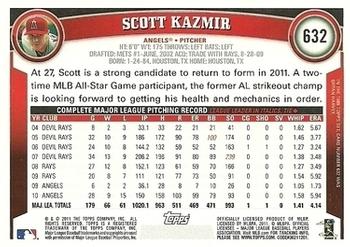 2011 Topps - Diamond Anniversary #632 Scott Kazmir Back