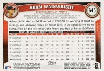 2011 Topps - Diamond Anniversary #645 Adam Wainwright Back