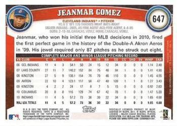 2011 Topps - Diamond Anniversary #647 Jeanmar Gomez Back