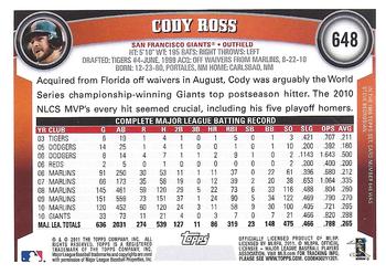 2011 Topps - Diamond Anniversary #648 Cody Ross Back