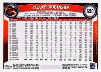 2011 Topps - Diamond Anniversary #650 Frank Robinson Back