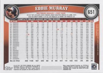 2011 Topps - Diamond Anniversary #651 Eddie Murray Back