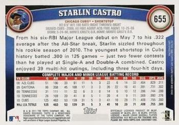 2011 Topps - Diamond Anniversary #655 Starlin Castro Back