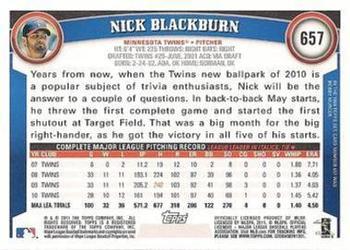 2011 Topps - Diamond Anniversary #657 Nick Blackburn Back