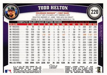 2011 Topps - Diamond Anniversary #220 Todd Helton Back