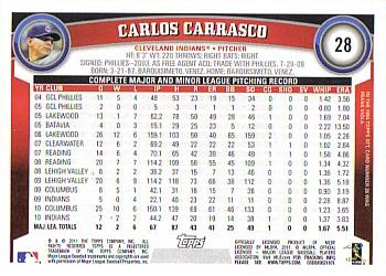 2011 Topps - Diamond Anniversary #28 Carlos Carrasco Back