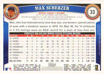 2011 Topps - Diamond Anniversary #33 Max Scherzer Back