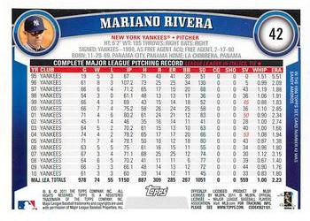 2011 Topps - Diamond Anniversary #42 Mariano Rivera Back