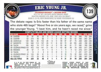 2011 Topps - Diamond Anniversary #139 Eric Young Jr. Back