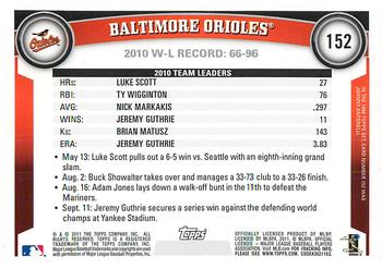 2011 Topps - Diamond Anniversary #152 Baltimore Orioles Back