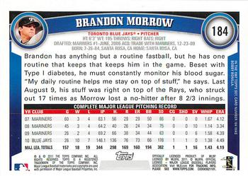 2011 Topps - Diamond Anniversary #184 Brandon Morrow Back